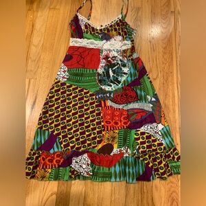 Colorful Patchwork Spaghetti Strap Dress